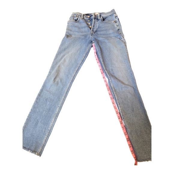 RE/DONE Originals 5 button front with Raw hem Blue Jeans Sz 23 - Picture 10 of 11